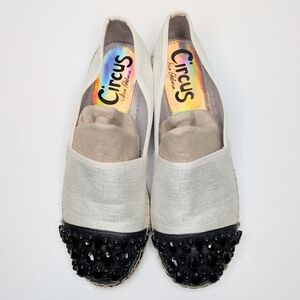 Circus By Sam Edelman Linda Gemstone Espadrilles Loafers Cream Black Size 9